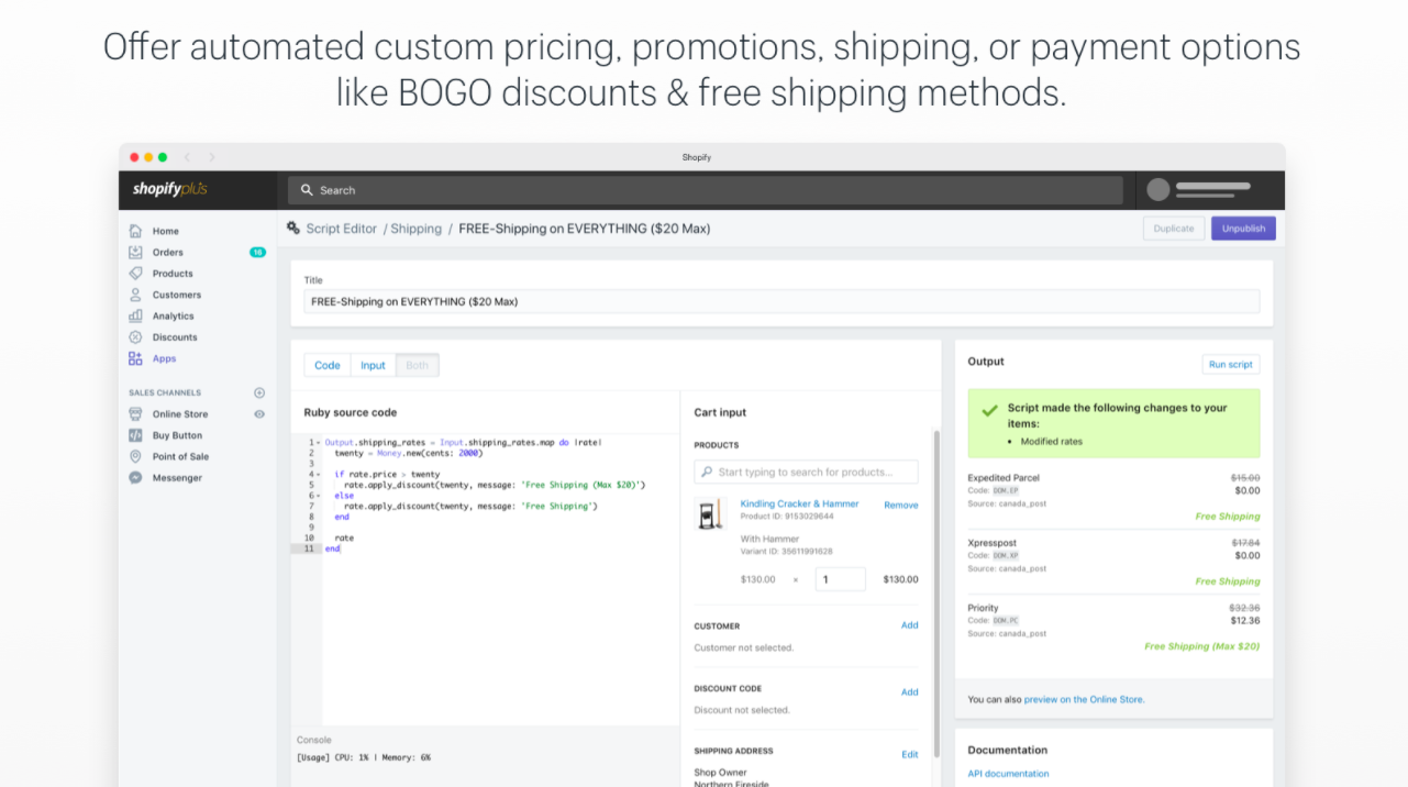 shopifyplus Script Editor